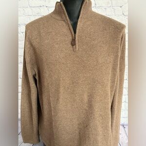 ALLEN SOLLY mens size large %100 cashmere 1/4 zip sweater